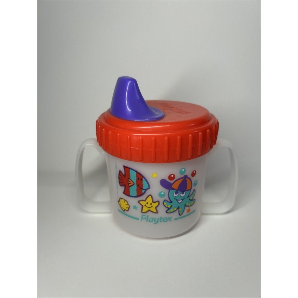 Playtex Vintage No Spill Sippy Cup 2 Handles Rare Underwater Animals